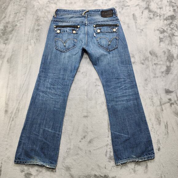 Vintage Levi's Jeans Mens W33 L30 Silvertab Slim Boot Leather Trim Flap Pockets - Picture 4 of 16